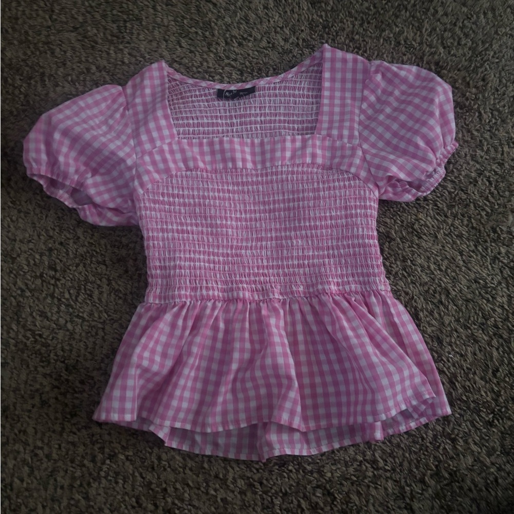 Self Esteem Pink Gingham Kids Blouse
